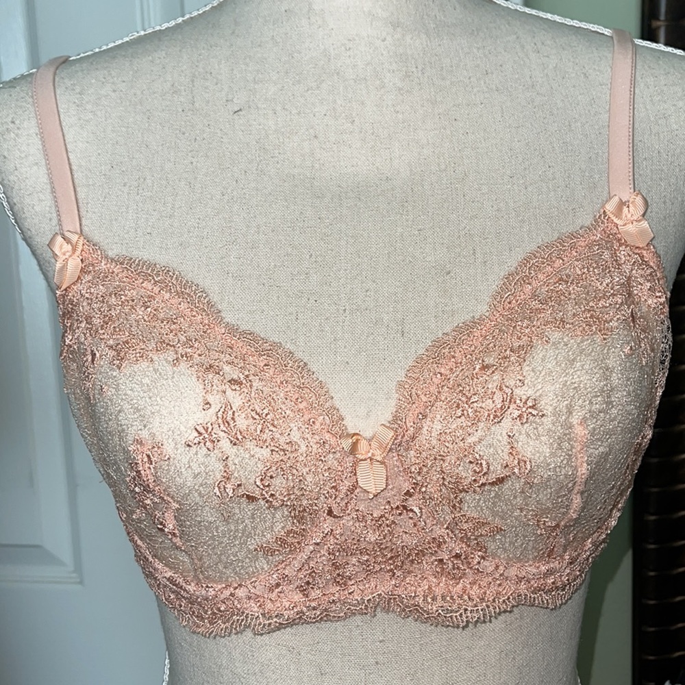 Mimi Holliday Silk and Lace Bra 34C Peach Never worn